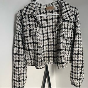 Cropped Houndstooth Jacket